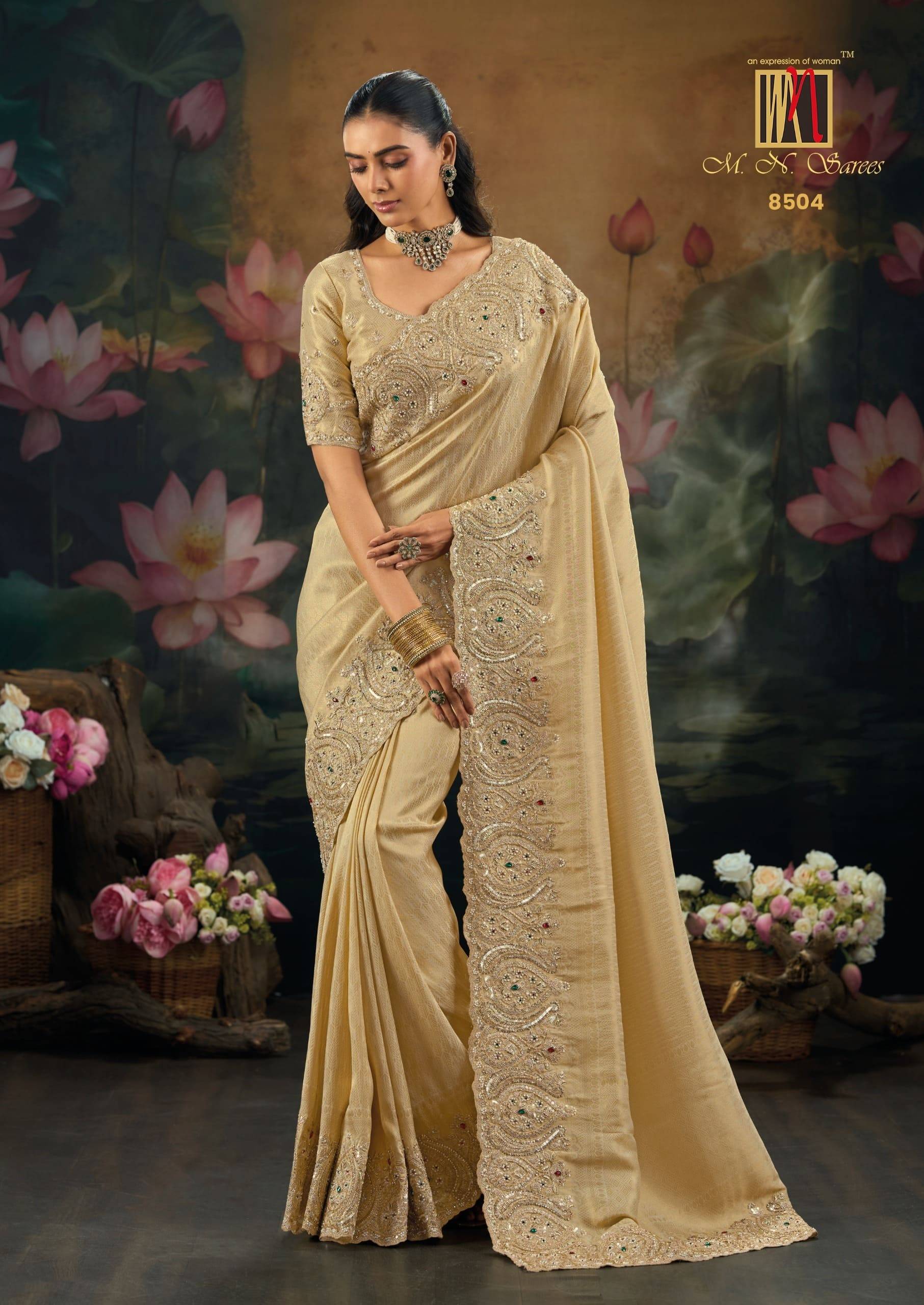 8500 SERIES By M.N Saree 8501 To 8508 Series Indian Traditional Wear Collection Beautiful Stylish Fancy Colorful Party Wear & Occasional Wear Silk Sarees At Wholesale Price